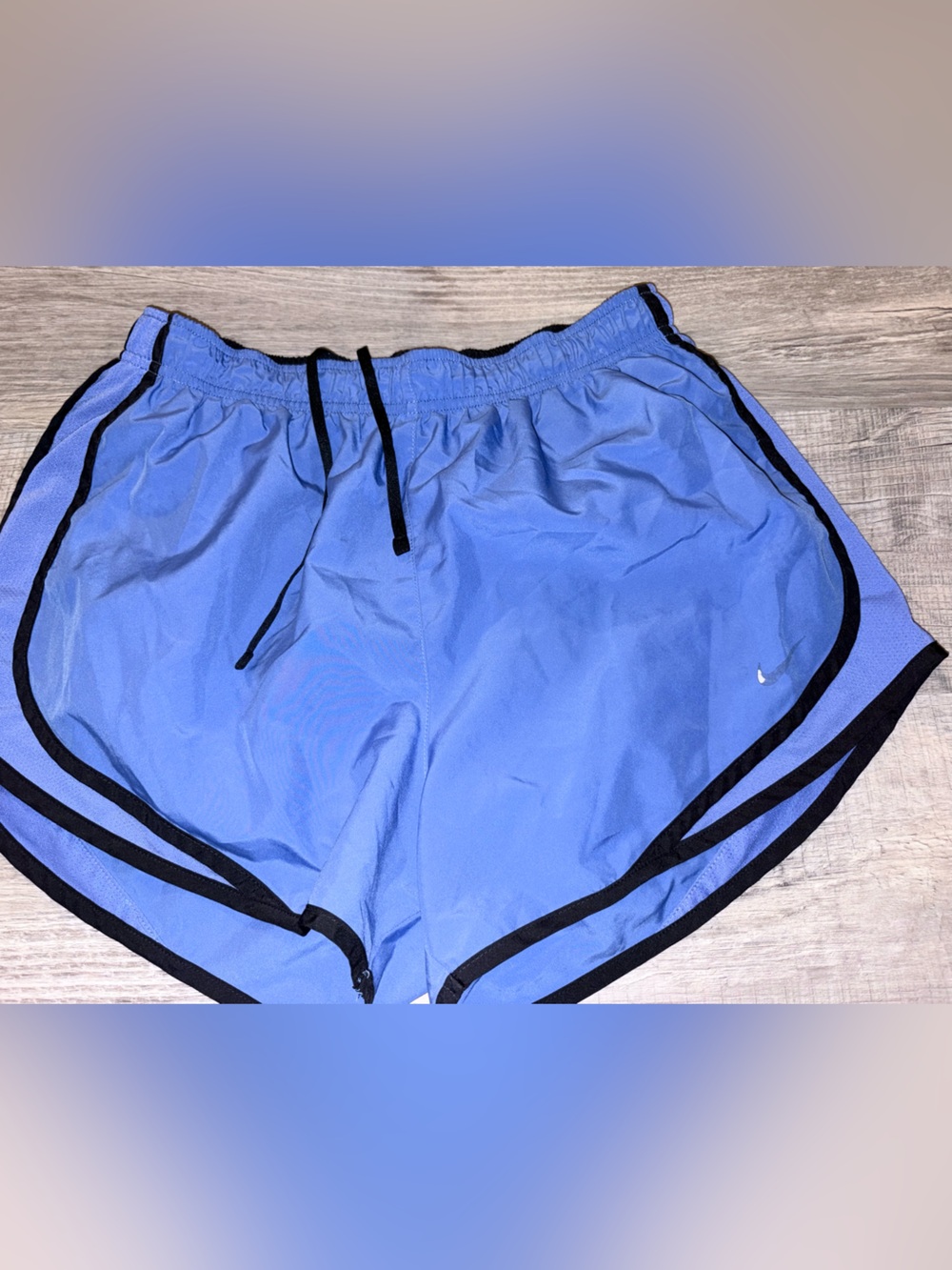 Nike dri-fit women's running short size large blue black tempo